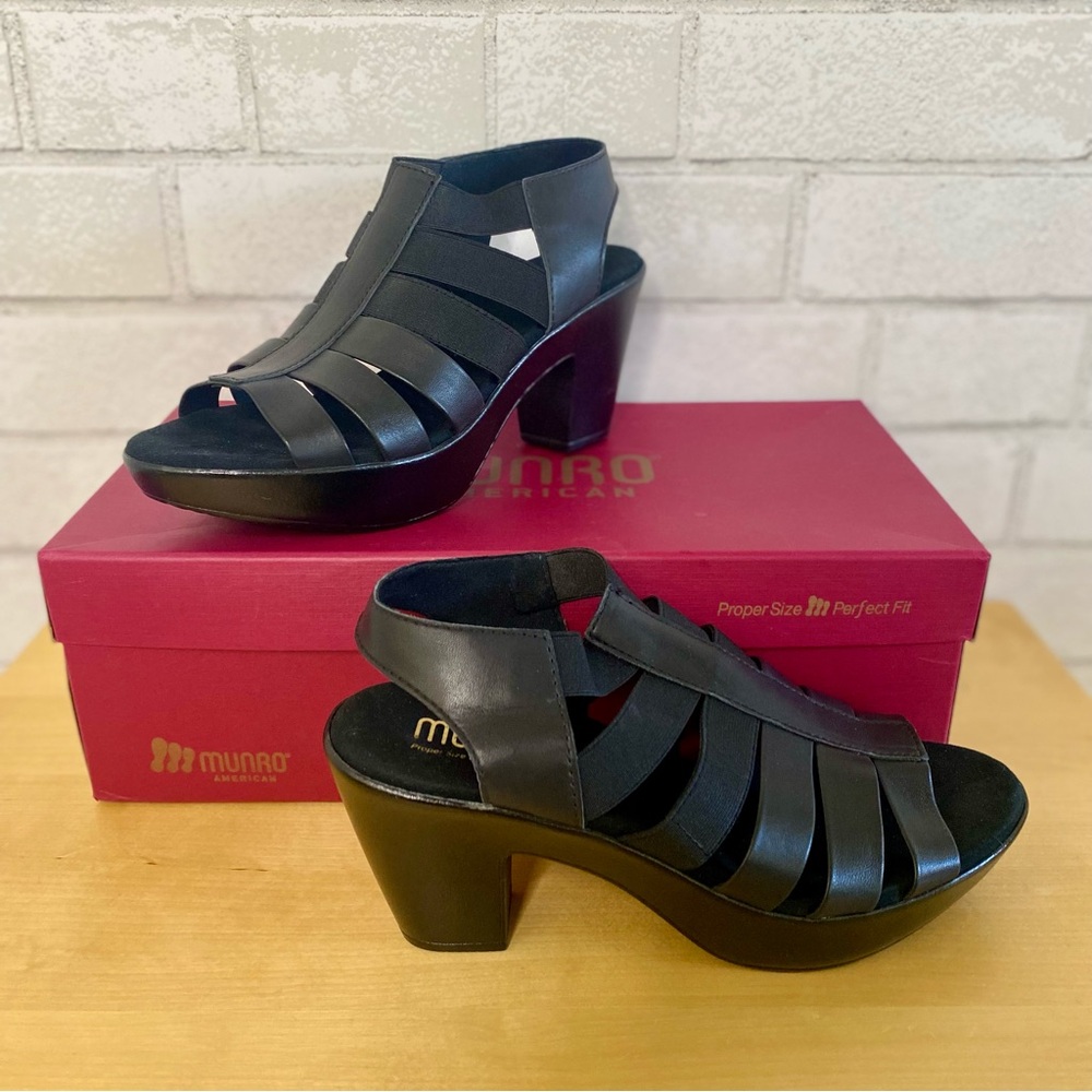 Munro Cookie Black orthopedic footbed BRAND NEW 7.5 heeled sandal.